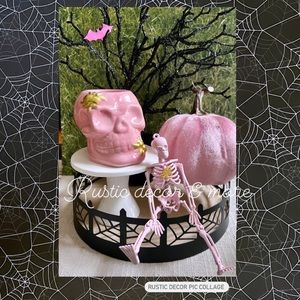 COPY - Halloween Pink Skelton & Pink Pumpkin Tier tray Decor